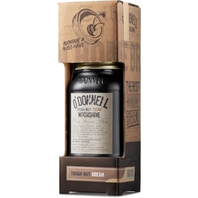 Image of O’Donnell Moonshine Starter Kit Tough Nut Cream 700ml Mason Jar and Pouring Lid for First Timers Hazelnut Liqueur 34 Proof 17% ABV