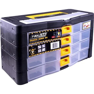Image of Modular Multi Drawer Storage Box with Lid. Tool Storage, Organiser pull out Drawers.Modular Cabinet. (215x390x190mm 4 Storey)