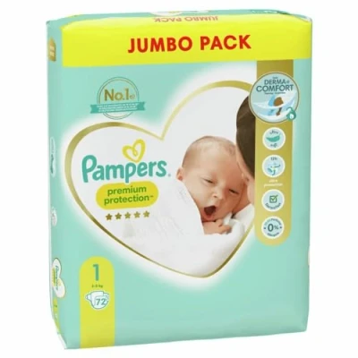 Image of Pampers Premium Protection (Size 1) Baby Swaddles 2 5 kg 72 Pieces