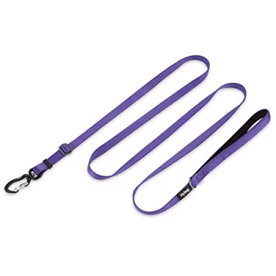 Image of Hyhug Pets Upgraded Adjustable Between 4 Feet and 6 Lead with Sturdy Nylon Super Soft Neoprene lined Handle for Small Medium Large Giant Dogs. (Small, Ultra Violet)