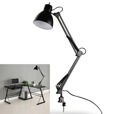 Image of LED Desk Lamp BANGWEIER Black Flexible Swing Arm Clamp Mount Office Studio Home Table Light