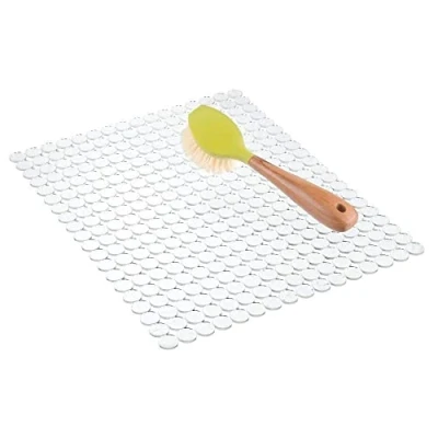 Image of iDesign 70660 Orbz sink protector, large and cuttable plastic dish draining mat, transparent