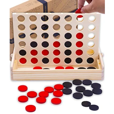 Image of Jaques of London Wooden Score 4 Four in a Row Game Kids Family Since 1795