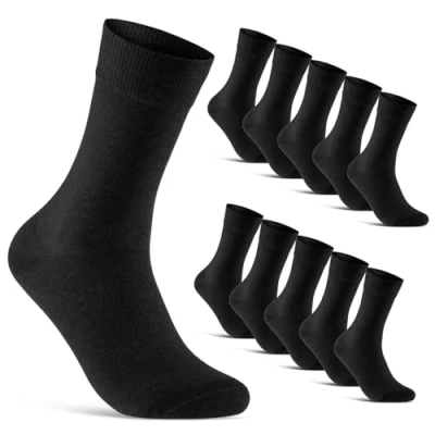 Image of Pack of 10 Men&#039;s Women&#039;s Business Socks Black Cotton Socks, black, 47 50