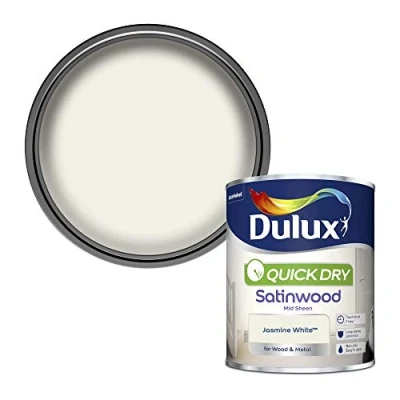 Image of Dulux Quick Dry Satinwood Paint For Wood And Metal Jasmine White 750 ml