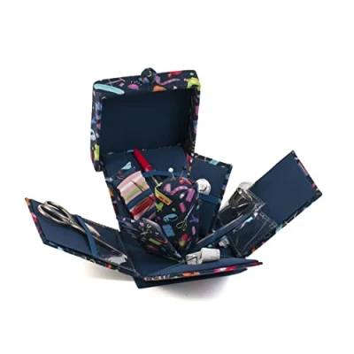 Image of Hobby Gift Filled Sewing Kit Victorian Style Square 10.5 x 12.5cm Mini Machines