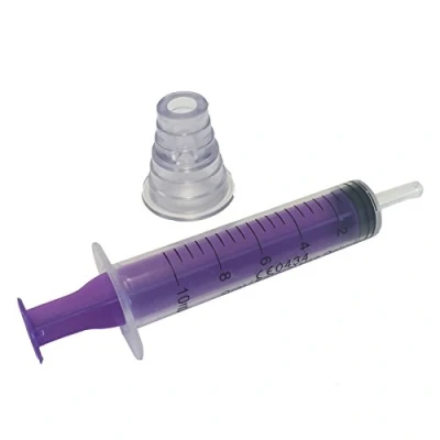 Image of Qualicare 50 X 10ML ORAL ENTERNAL MEDICINE BABY ELDERLY DOSAGE NON STERILE LATEX FREE DISPOSABLE PURPLE SYRINGES WITH BOTTLE ADAPTER