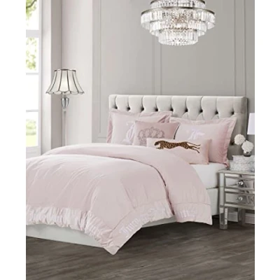 Image of Juicy Couture Comforter Set Gothic Design Bedding Twin 2 Piece Includes (1) 90&quot; x 68&quot; and 20&quot; 26&quot; Sham Wrinkle Resistant Premium Bedroom Decor Pink