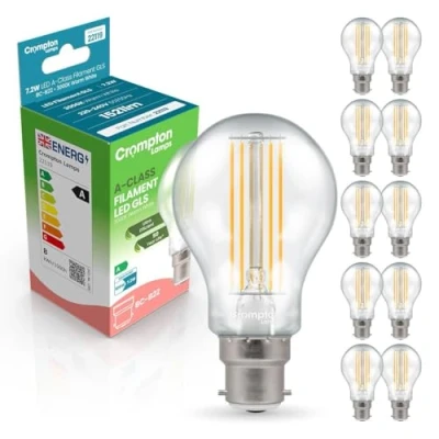 Image of Crompton GLS LED Light Bulb Ultra Efficient B22 7.2W (100W Eqv) Warm White A Class Clear