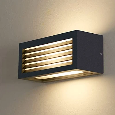 Image of HLFVLITE Outdoor Wall Light, Aluminum Outside Lamp Up &amp; Down Modern Exterior Sconce, IP54 Waterproof, Anthracite Grey