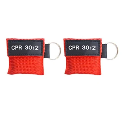 Image of JTKENS 2pcs Ambulance Face Shield Key Ring CPR Mask Keychain Emergency Kit Rescue Shields with One way Valve Breathing Barrier for First Aid