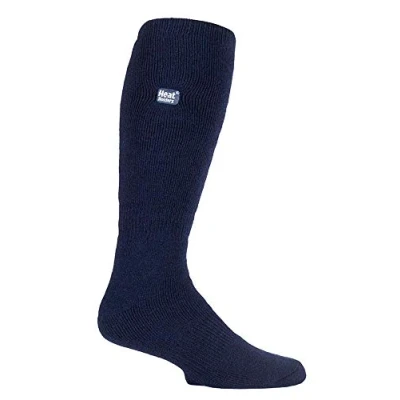 Image of HEAT HOLDERS LITE Mens Extra Long Knee High Plain Thin Thermal Socks for Wellington Boots (6 11 UK, Navy Blue)