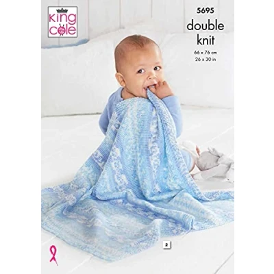 Image of King Cole 5695 Knitting Pattern Baby Blankets in Fjord DK