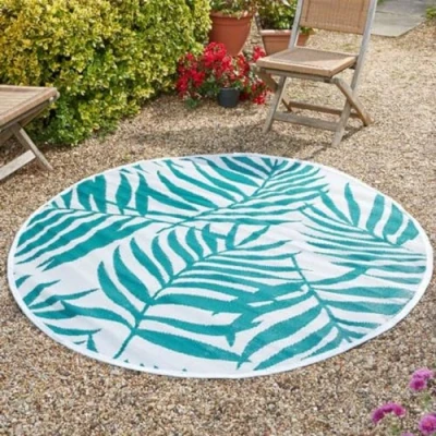 Image of Marco Paul Round Large Al Fresco Rugs Mats Indoor Outdoor Patterned Runner for Patio Lawn Terrace Balcony Hall Kitchen Driveway Walkway Water Resistant UV 100% Polypropylene Hand Tufted