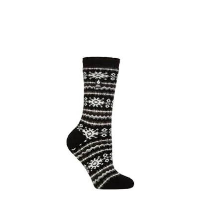 Image of Women&#039;s 1 Pair SOCKSHOP Heat Holders 1.6 TOG Lite Patterned and Striped Socks Fairisle Black / Charcoal 4 8