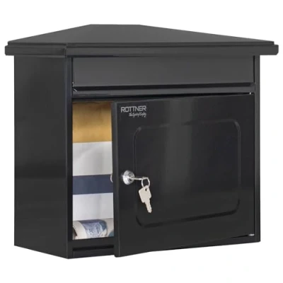 Image of Worthersee Extra Large Steel Mail Box A4 Post Letter Black Anthracite
