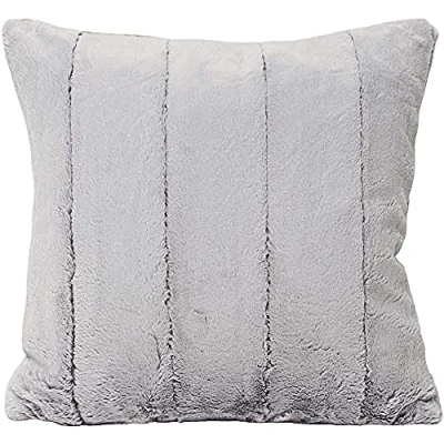 Image of Paoletti Empress Faux Fur Feather Filled Cushion Grey One Size