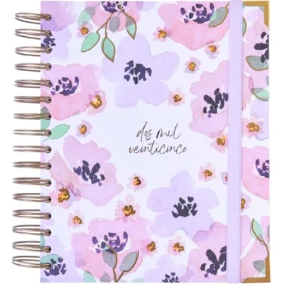 Image of Agenda 2025 January to December A5 (16.5x20.5 cm), Daily Planner, Annual Organizer, Spanish and English, Monthly Side Index, Double Wire o Binding FSC Mix AEN COC 000243 Takenote Clara