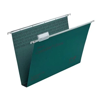 Image of Rexel Foolscap Suspension Files with Tabs and Inserts for Filing Cabinets, 30 mm base, 100 Percent Recycled Manilla, Green, Crystalfile Classic, Pack of 50, 78041