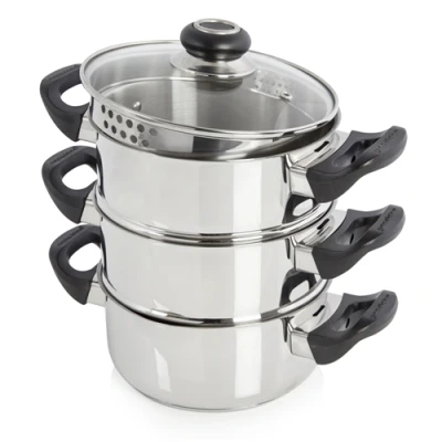 Image of Morphy Richards Equip 18cm Stainless Steel 3 Tier Steamer