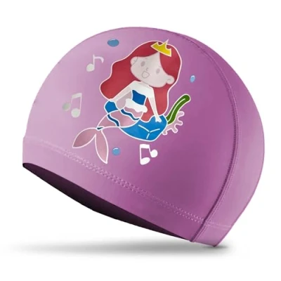 Image of 1pk Kids Swimming Cap Girls Pink 6 14 Swim Hat Waterproof Childs Long Hair,