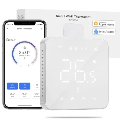 Image of Meross Smart Thermostat for Combi Boilers and Underfloor Water Heating, Glass Touch Panel, Schedule Multi room Function, Hubless, Compatible with Apple HomeKit, Amazon Alexa, Google Assistant