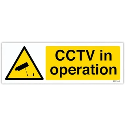 Image of V Safety Cctv In Operation Sign Landscape 300mm x 100mm 2mm Rigid Plastic