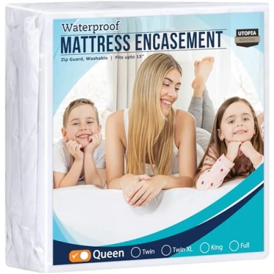 Image of Utopia Bedding Waterproof Mattress Cover Zipper Bed Bug Proof Queen Size