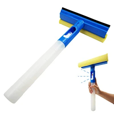 Image of Dee Plus Car Window Cleaner Squeegee with Sponge and Rubber blade Cleaning Tool Wiper Spray Bottle 3 in 1 Multipurpose for Indoor Outdoor, Home, Window, Glass Cleaning, Shower Doors