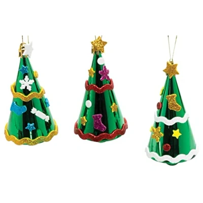 Image of Baker Ross FE858 Christmas Tree Bauble Kits Pack of 6, Make Your Own Decorations, Festive Ornaments for Kids to Decorate and Display, Hanging Decorations Trees