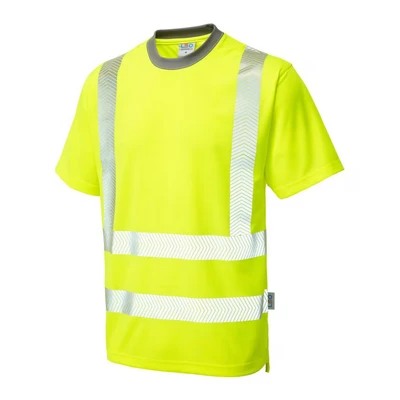 Image of Leo Workwear T03 Larkstone Coolviz Plus Men Hi Vis T Shirt#M Yellow