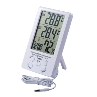 Image of JZK TA298 Digital LCD indoor and outdoor temperature hygrometer &amp; humidity monitor meter gauge for home or office, white