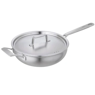 Image of Kuhn Rikon Culinary Fiveply 28cm Uncoated Chef&#039;s Pan With Lid