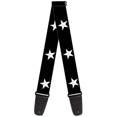 Image of Buckle Down GS W21909 Guitar Strap Star Black White, 2&quot; Wide 29 54&quot; Length