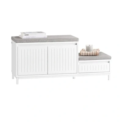 Image of SoBuy Hallway Storage Bench Shoe Cabinet with 2 Seats White W100 x D35 H42cm FSR172 W
