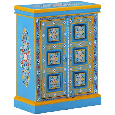Image of vidaXL Sideboard Solid Mango Wood Turquoise Hand Painted