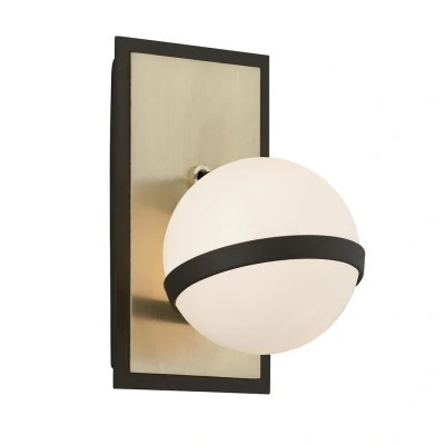 Image of Ace 1 Light Wall Sconce Textured Bronze Brushed Brass, Glass