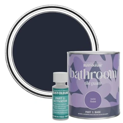 Image of Rust Oleum Blue Water Resistant Bathroom Tile Paint In Satin Odyssey 750ml