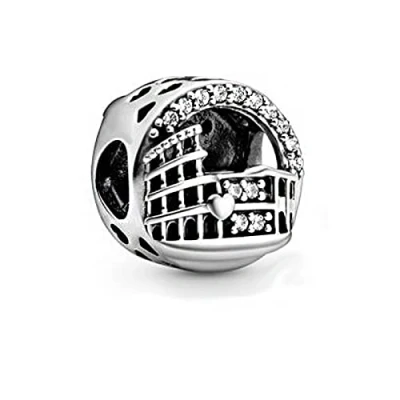 Image of SANHUA Charms S925 Sterling Silver Summer Rome Colosseum Openwork Beads Pendant for Women Girls Daughter Mom Friends,Compatible with Pandora Charm Bracelets