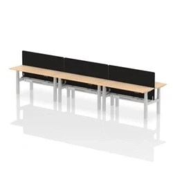 Image of Air B2B 1600x600mm Adjustable 6P Bench Desk CP Maple/Silver + Screen