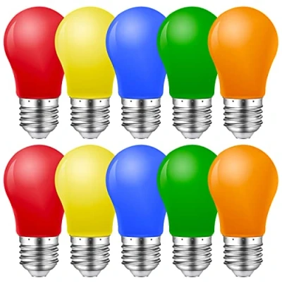 Image of MZYOYO E27 Coloured Light Bulbs LED,1W Bulb,LED Bulb,Mixed Colours Red Green Blue Orange Yellow,for Outdoor Indoor String,Christmas,Tree,Fairy,Party,Night Lights,10 Pack