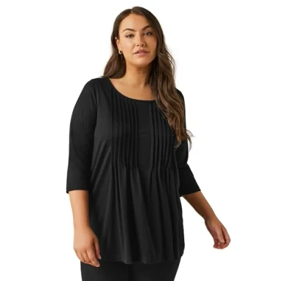 Image of EVANS Curve Pintuck Modal Top Women&#039;s Plus Size Black