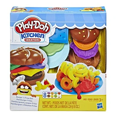 Image of Play Doh Kitchen Creations Burger and Fries Set with 8 Non Toxic Colors