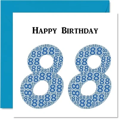 Image of Fun 88th Birthday Cards for Men Shapecloud Happy Card Dad Mum Great Grandad Grandpa Nanny Grandma Gran Uncle Auntie, 145mm x Greeting Cards,