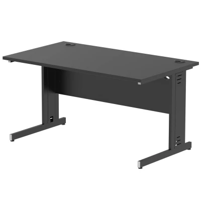 Image of Impulse 1400x800mm Straight Desk Black Top Cable Managed Leg