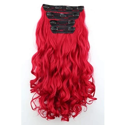 Image of CAISHA XXL 24&quot; 4 pcs Full Head Set Clip in Hair Extensions Hairpiece Heat Resisting Red CES308 1