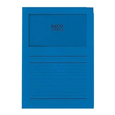 Image of ELCO Ordo Classico 220x310 mm 120GSM Paper Folder with Printing and 180x100 Window (Box of 100) Dark Blue