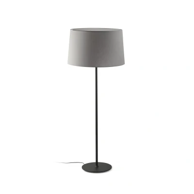 Image of Windsor Floor Lamp with Tapered Shade Black, Grey 1x E27