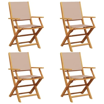 Image of vidaXL Folding Garden Chairs 4 pcs Taupe Fabric and Solid Wood
