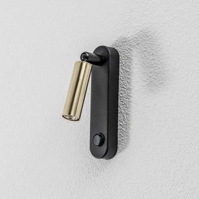 Image of TK Lighting Enzo Long wall light, black gold, height 22 cm, metal